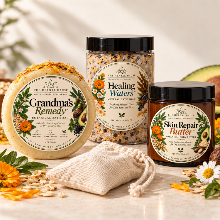 The Skin Reset Ritual with Grandma’s Remedy, Healing Waters, Skin Repair Butter and reusable bath sachet